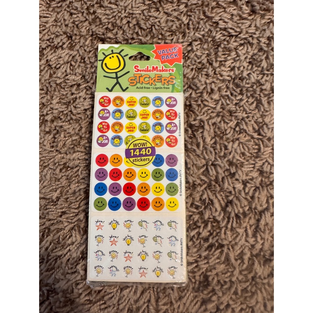 SmileMakers 1440 Mini Reward Stickers Teacher Smiley Motivational Sealed